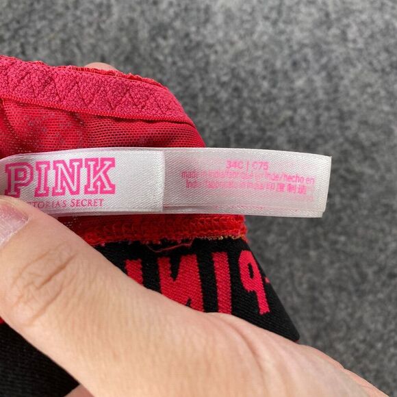 Victoria's Secret Bralette Bra Women 34C Red Floral Lace Underwired Opaque - Picture 3 of 4